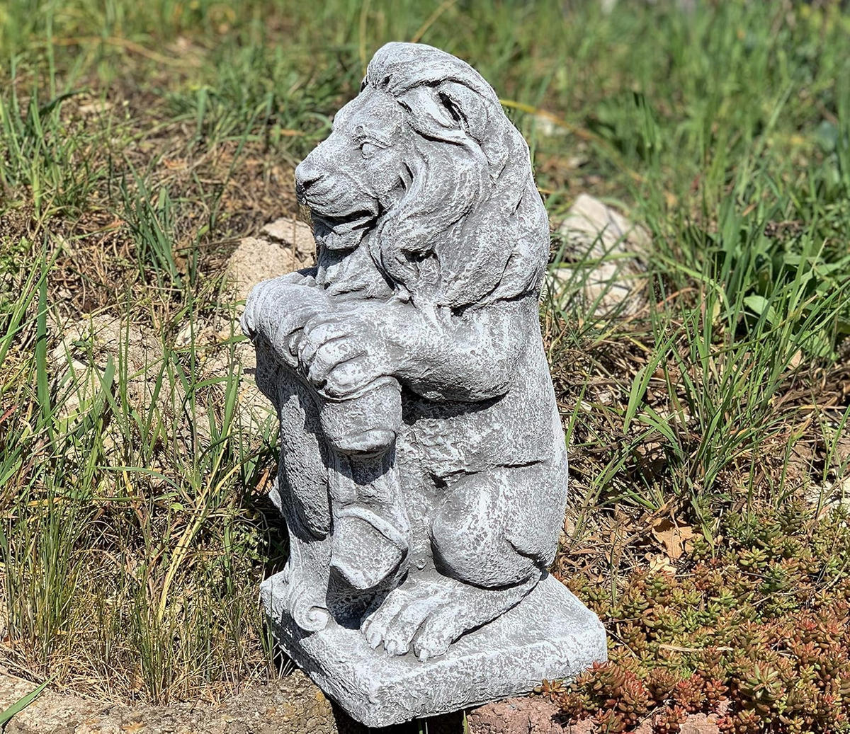 STEINFIGUR Löwe stehend frostfest Steinguss wetterfest - Grau, Stein (16/40/17cm) - stoneandstyle