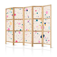 PARAVENT Japanischer 5-tlg 225x172 cm Buntes Punktemuster - Multicolor, Holz/Textil (225/172/3cm) - Muralo