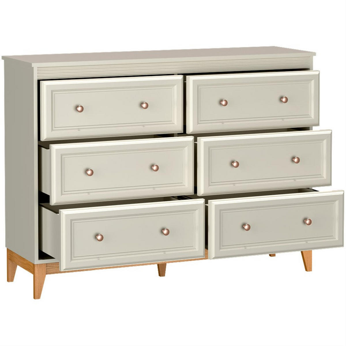 KOMMODE Charlott mit 6 Schubladen - Kaschmir/Eichefarben, Holz/Holzwerkstoff (135.5/100/40.5cm) - Beautysofa