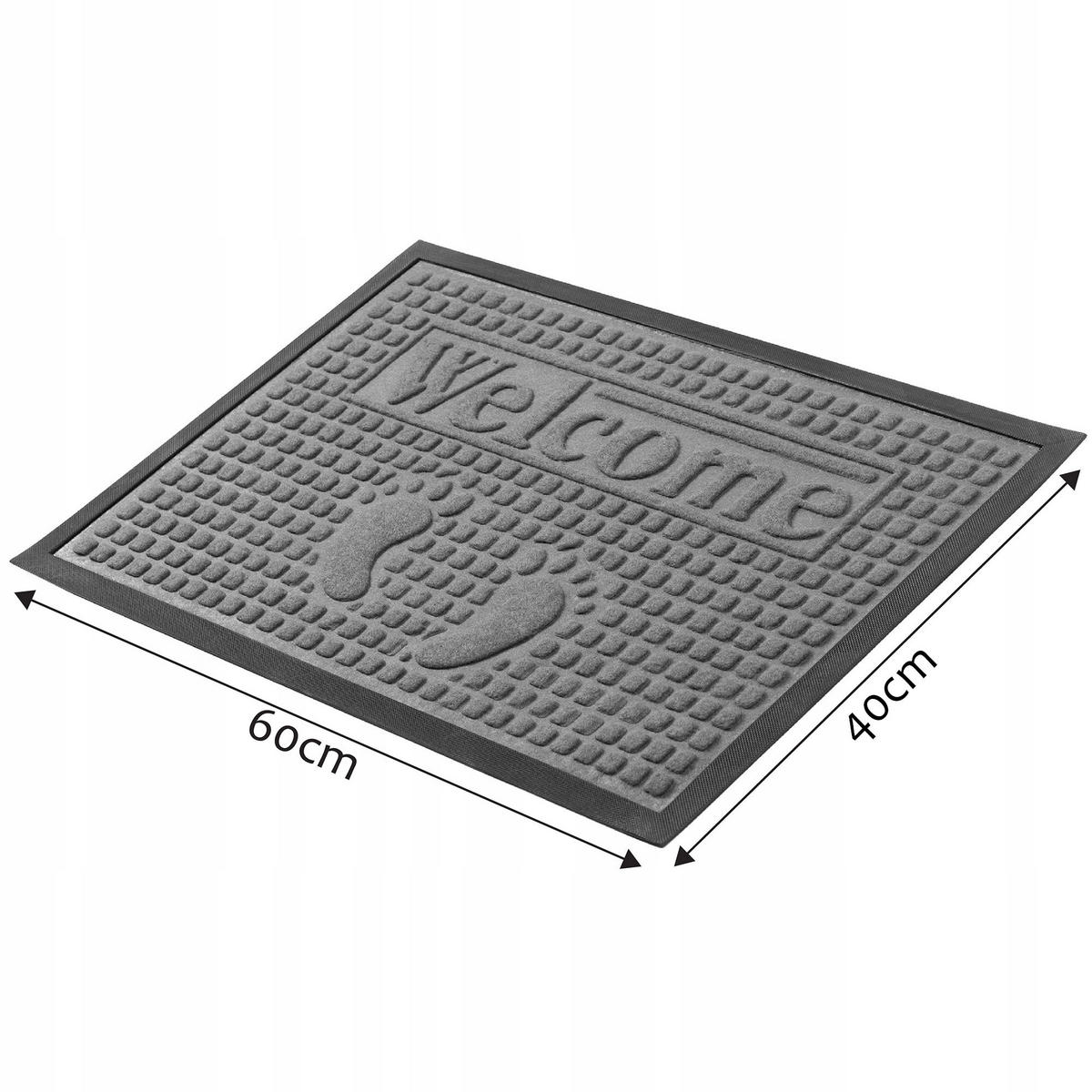 FUSSMATTE „Welcome“, 60 x 40 cm, grau - Grau, Kunststoff (60/40cm) - KADAX