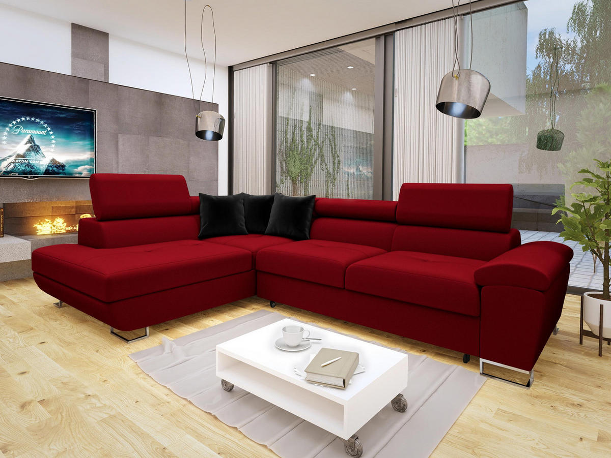 ECKSOFA Cotere Premium, Seite: Links - Rot, Holz/Textil (270/202cm) - MIRJAN24