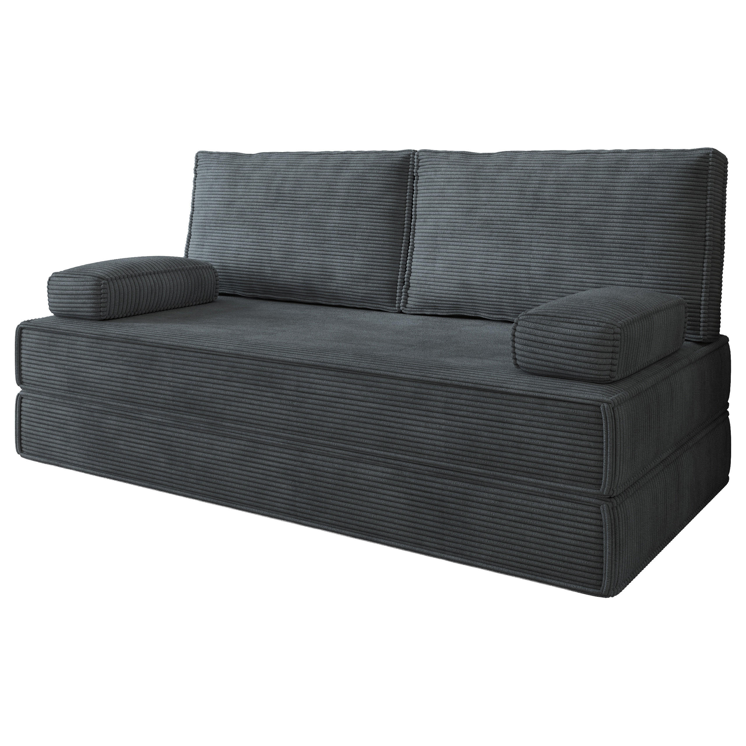 BETTSOFA SILAR aus Schaumstoff Cordstoff Grau Schlaffunktion - Dunkelgrau, Textil (170/86/80cm) - MASSENO