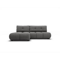 ECKSOFA CORSO L-S Grau Boucle-Stoff mit Schlaffunktion - Grau, Holz (230/177cm) - MASSENO
