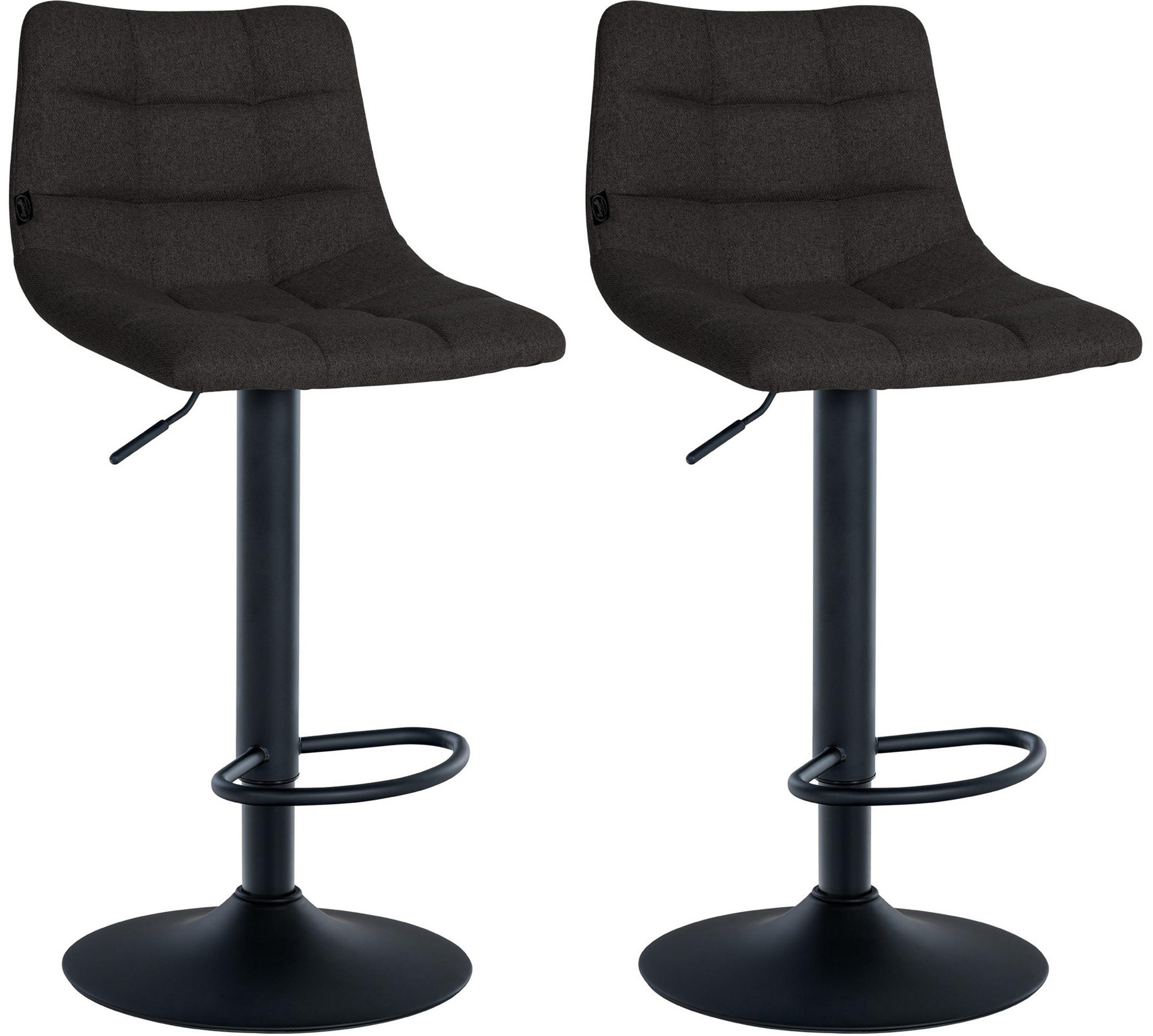 BARHOCKER 2er Set James Stoff schwarz schwarz - Schwarz, Textil/Metall (43/108.5/46.5cm) - TPFLiving