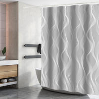 DUSCHVORHANG Grau Polyester wasserdicht waschbar schimmelresistent mit Haken - Grau, Textil (180/200cm) - MCBOSON