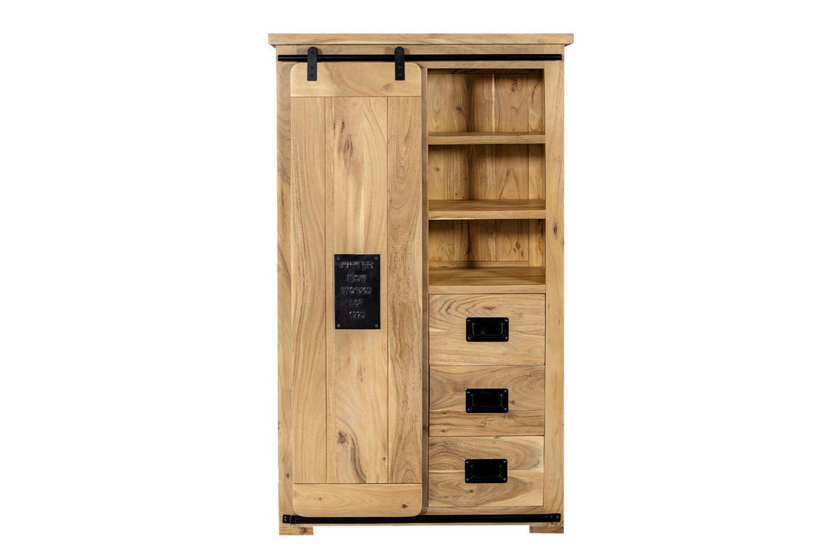 HIGHBOARD LIBRO - Beige/Naturfarben, Akazienholz/Holz (90/150/45cm) - SAM