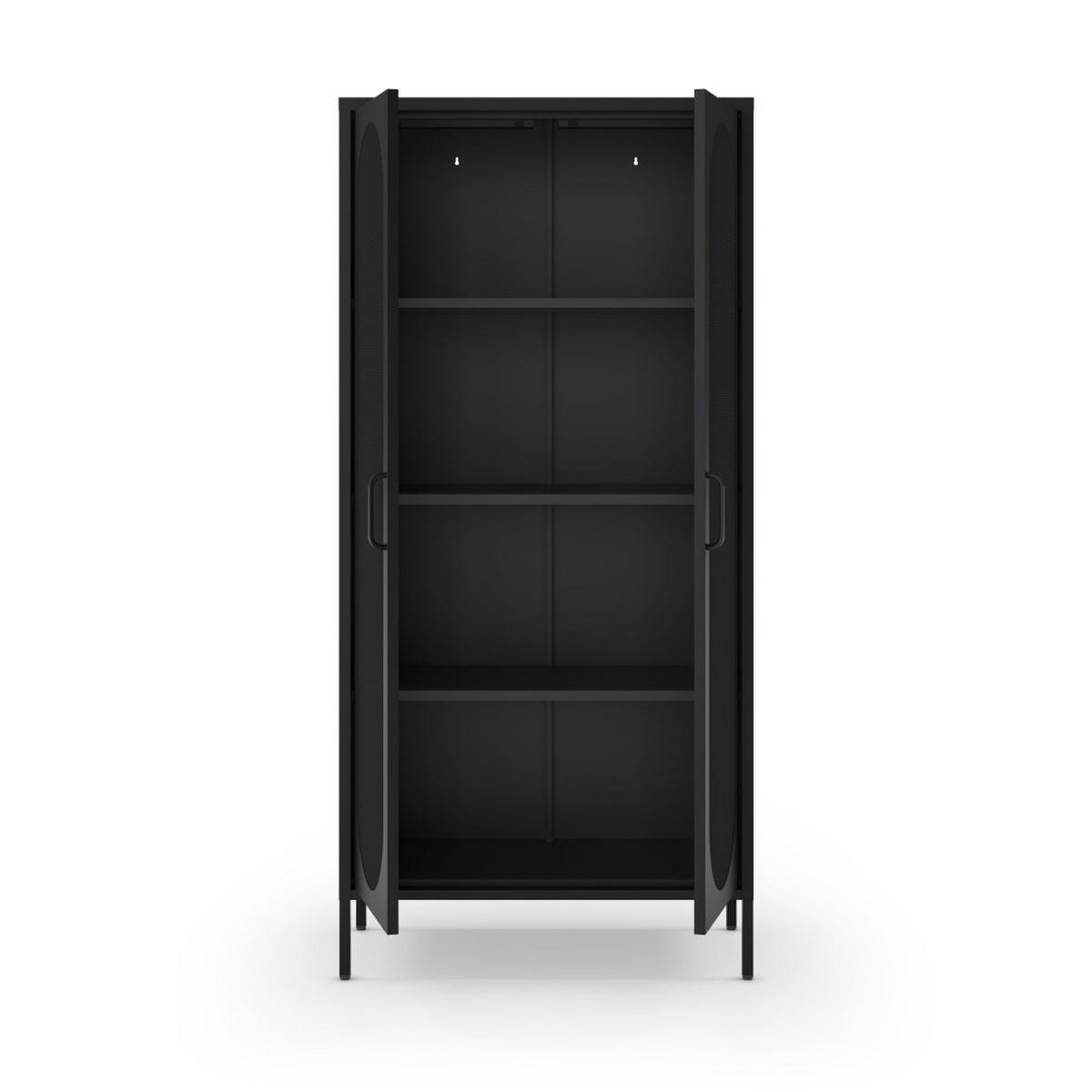 METALLVITRINE mit 2 Türen, Höhe 170 cm - Zio - Schwarz - Schwarz, Metall (80/170/40cm) - Drawer