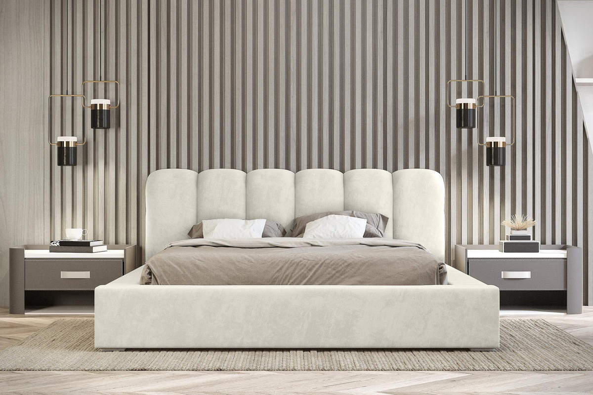 POLSTERBETT schenilen Struktur Ranera 160x200 cm, Creme - Creme, Textil (160/200cm) - Fedve