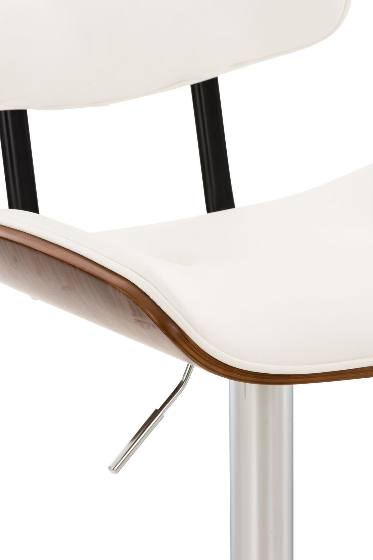 BARHOCKER Lederlook walnuss/weiß - Chromfarben/Walnussfarben, Textil/Metall (50/94/56cm) - CLP