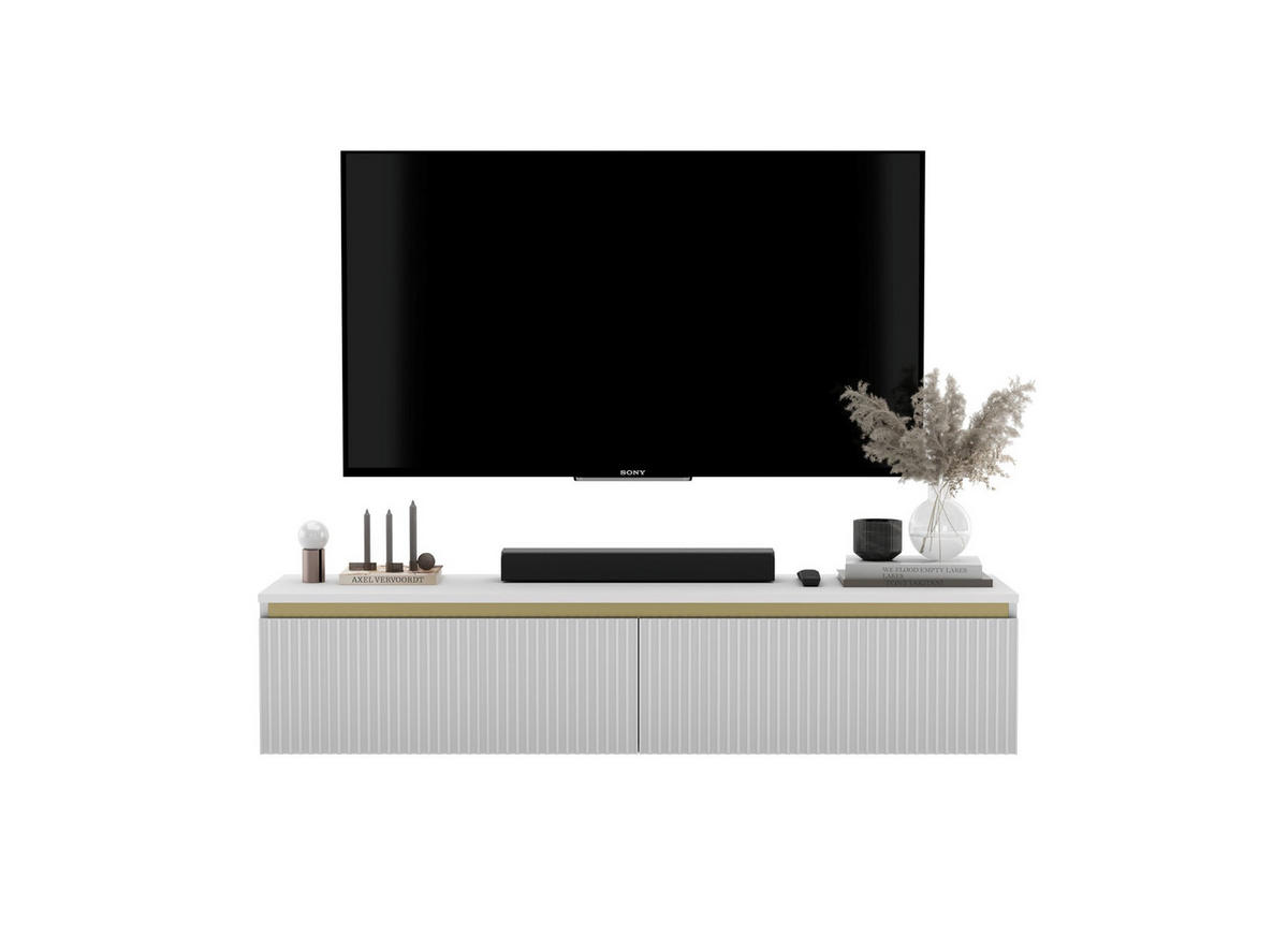 TV-SCHRANK Selene Weiß matt Glamour 140 cm - Weiß, Holzwerkstoff (140/30/35cm) - Meble Lindner