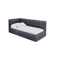 EINZELLBETT Jugendbett mit Bettkasten, Rechts - BEMY 90x200 Dunkelgrau - Titanfarben, Holzwerkstoff/Textil (90/200cm) - ALTDECOR
