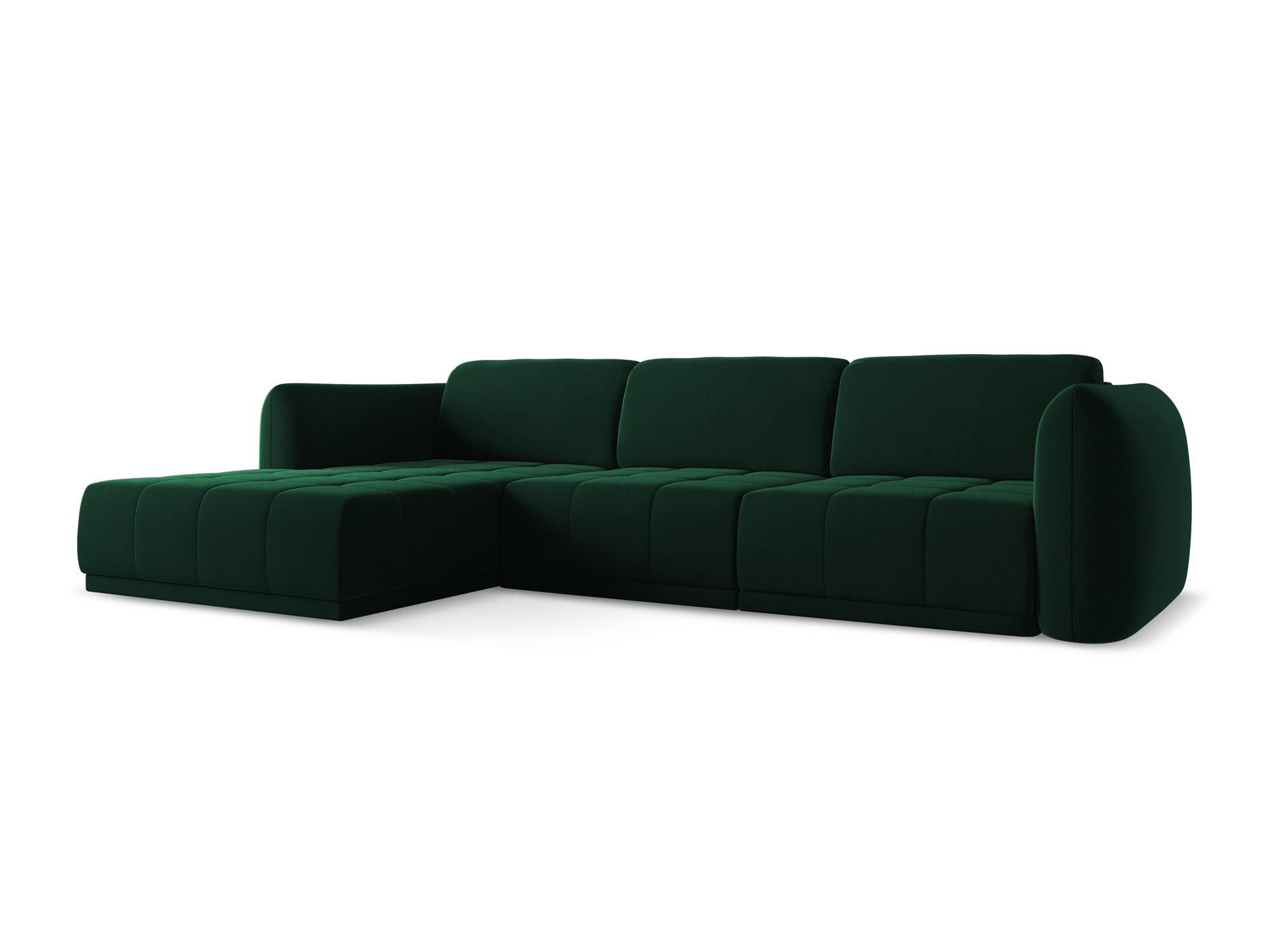 ECKSOFA Links Samt Stoff Grün - Dunkelgrün/Schwarz, Kunststoff/Textil (170/290cm) - Makamii