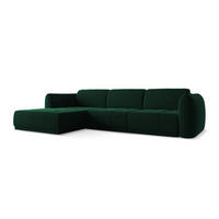 ECKSOFA Links Samt Stoff Grün - Dunkelgrün/Schwarz, Kunststoff/Textil (170/290cm) - Makamii