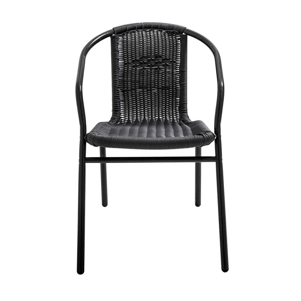 TERRASSENSTUHL, Schwarz - Schwarz, Holz (51/72/60cm) - Oviala