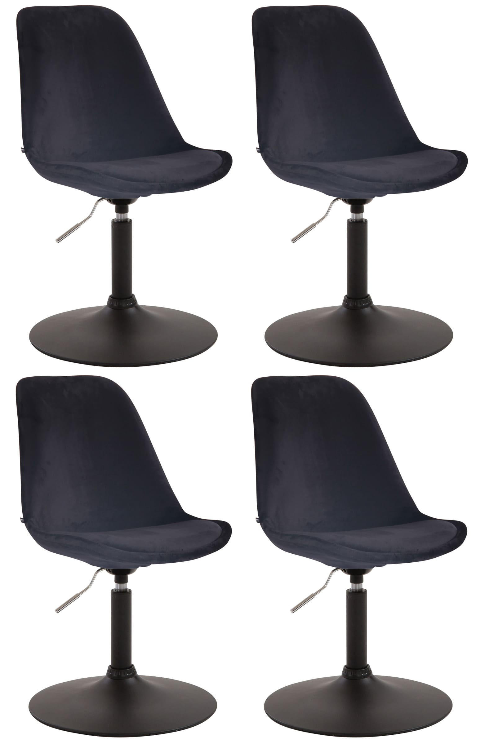STUHL 4er Set Samt schwarz - Schwarz, Textil/Metall (48/76/57cm) - CLP
