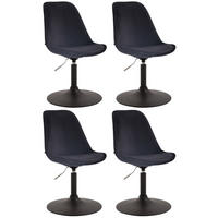STUHL 4er Set Samt schwarz - Schwarz, Textil/Metall (48/76/57cm) - CLP