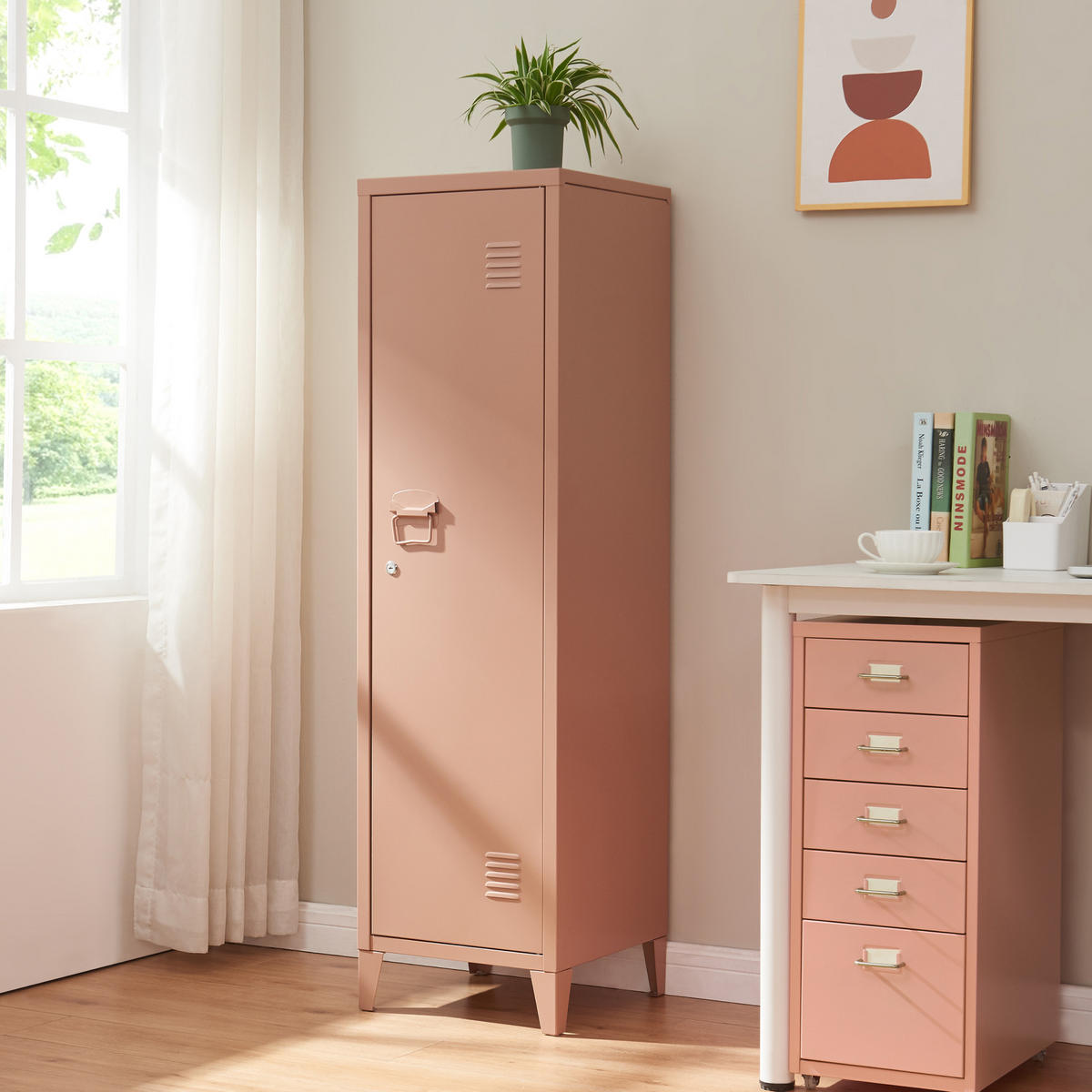 EINZELSPIND Kurikka - Hellbraun, Metall (38/137/38cm) - [en.casa]