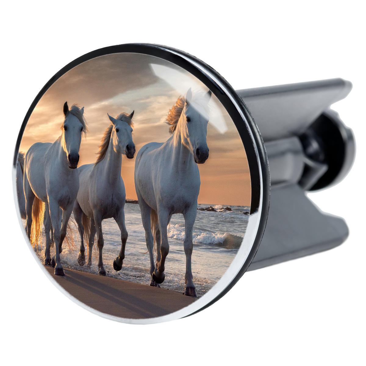 WASCHBECKENSTÖPSEL Pferde - Braun, Kunststoff/Metall (4/7/7cm) - Sanilo