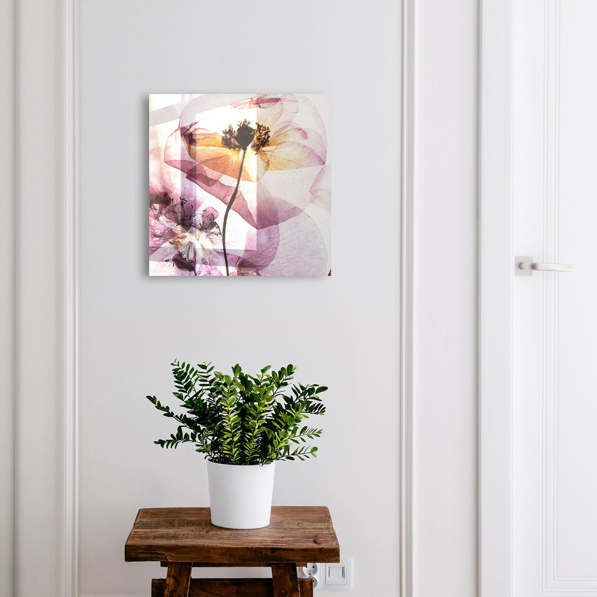 SCHLÜSSELBOX Schwarz 30x30 cm- Türöffnung nach rechts - Florale Eleganz - Lila, Metall (30/30/5cm) - TULUP