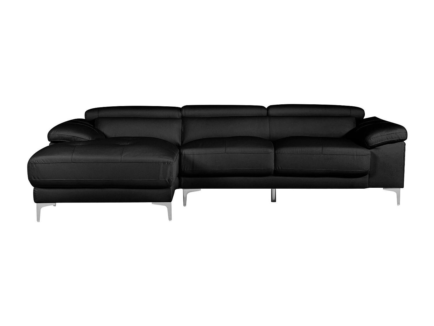 SOFA - 4 Personen - leder - schwarz Solange - Schwarz, Leder/Metall (265/73/167cm) - Vente-Unique