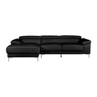SOFA - 4 Personen - leder - schwarz Solange - Schwarz, Leder/Metall (265/73/167cm) - Vente-Unique