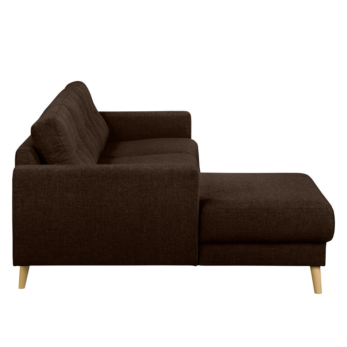 ECKSOFA mit Longchair - Hellbraun/Dunkelbraun, Holz/Textil (233/148cm) - home24