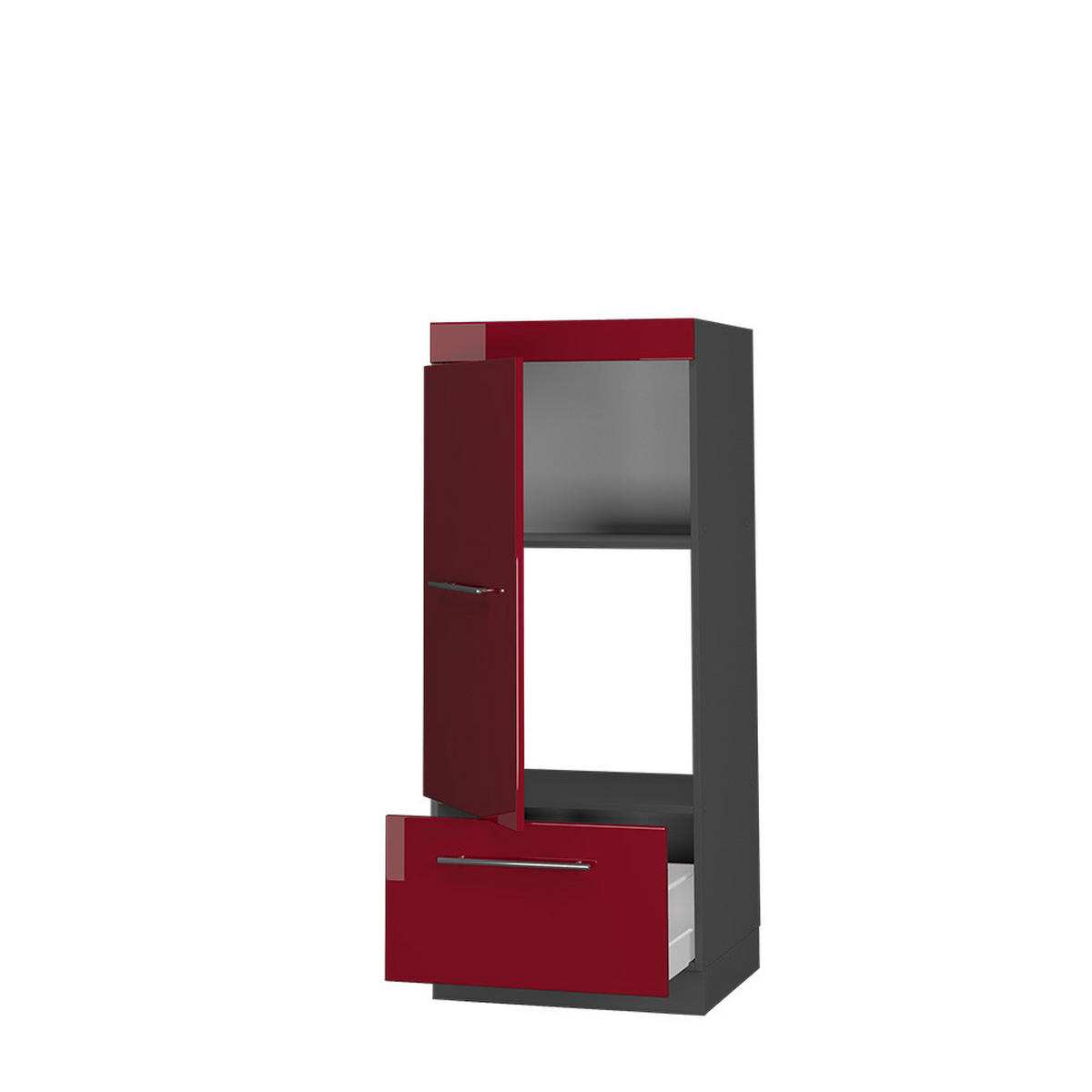 MIKROWELLENSCHRANK Fame-Line Bordeaux Hochglanz 60 cm - Bordeaux/Anthrazit, Holzwerkstoff (60/153.6/58.1cm) - Vicco
