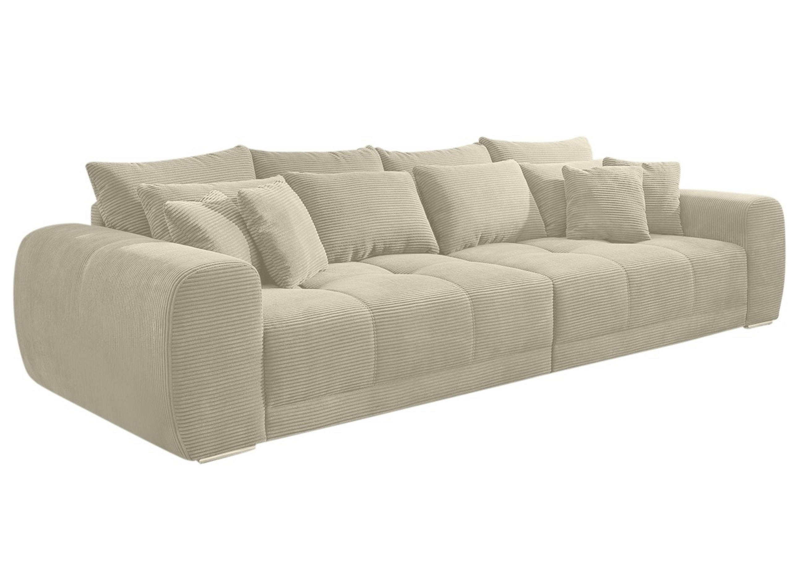 BIG-SOFA Federkern B306/T134/H86 cm, Liegefläche 120x240 cm, Cord Beige Grau / 15173 - Chromfarben/Greige, Textil/Metall (306/86/134cm) - luma-home