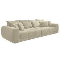 BIG-SOFA Federkern B306/T134/H86 cm, Liegefläche 120x240 cm, Cord Beige Grau / 15173 - Chromfarben/Greige, Textil/Metall (306/86/134cm) - luma-home