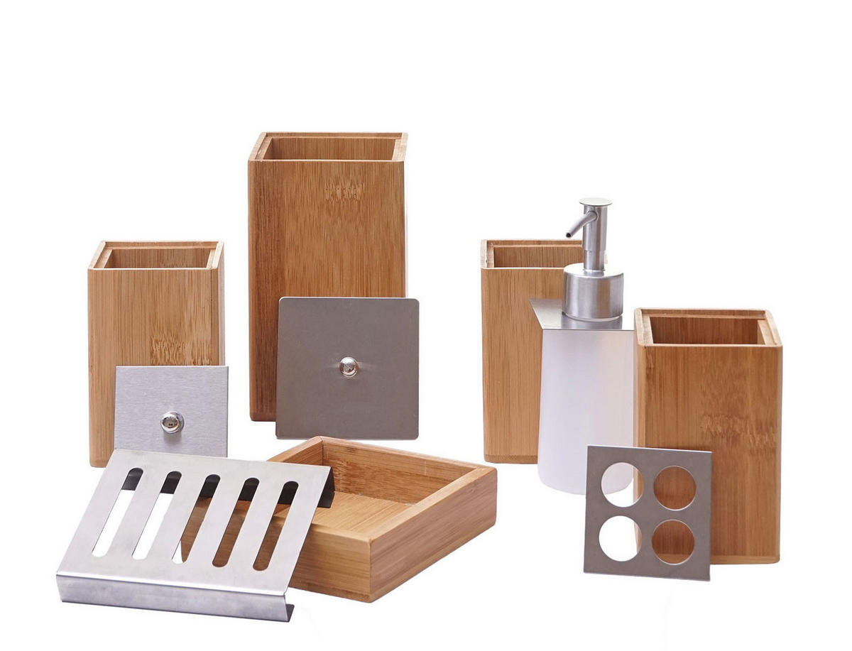 BADSET Braun 7er-Set - Braun, Holz (13/38/10cm) - MCW