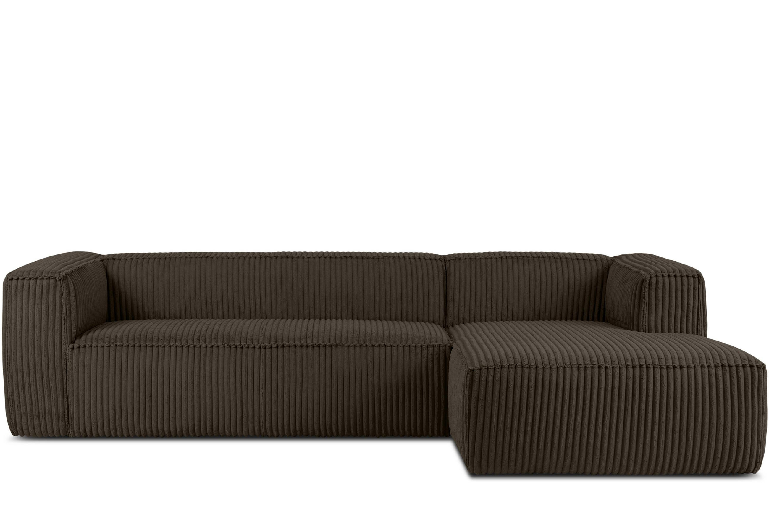 ECKSOFA-RECHTS FEROX Modern, Cord-Stoff, braun - Braun, Textil (305/175cm) - KONSIMO®