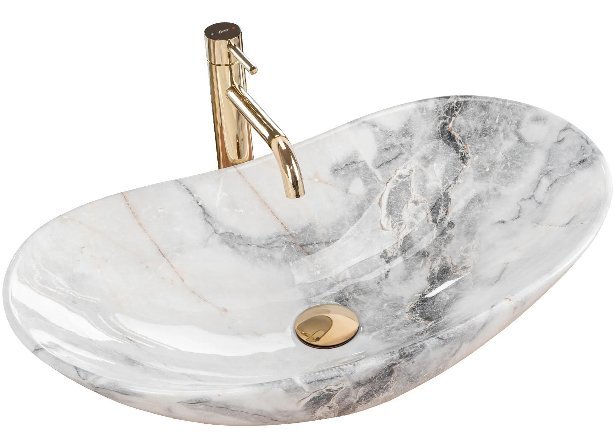 AUFSATZWASCHBECKEN Rea Royal Granit - Weiß, Keramik (36/16/62cm) - REA
