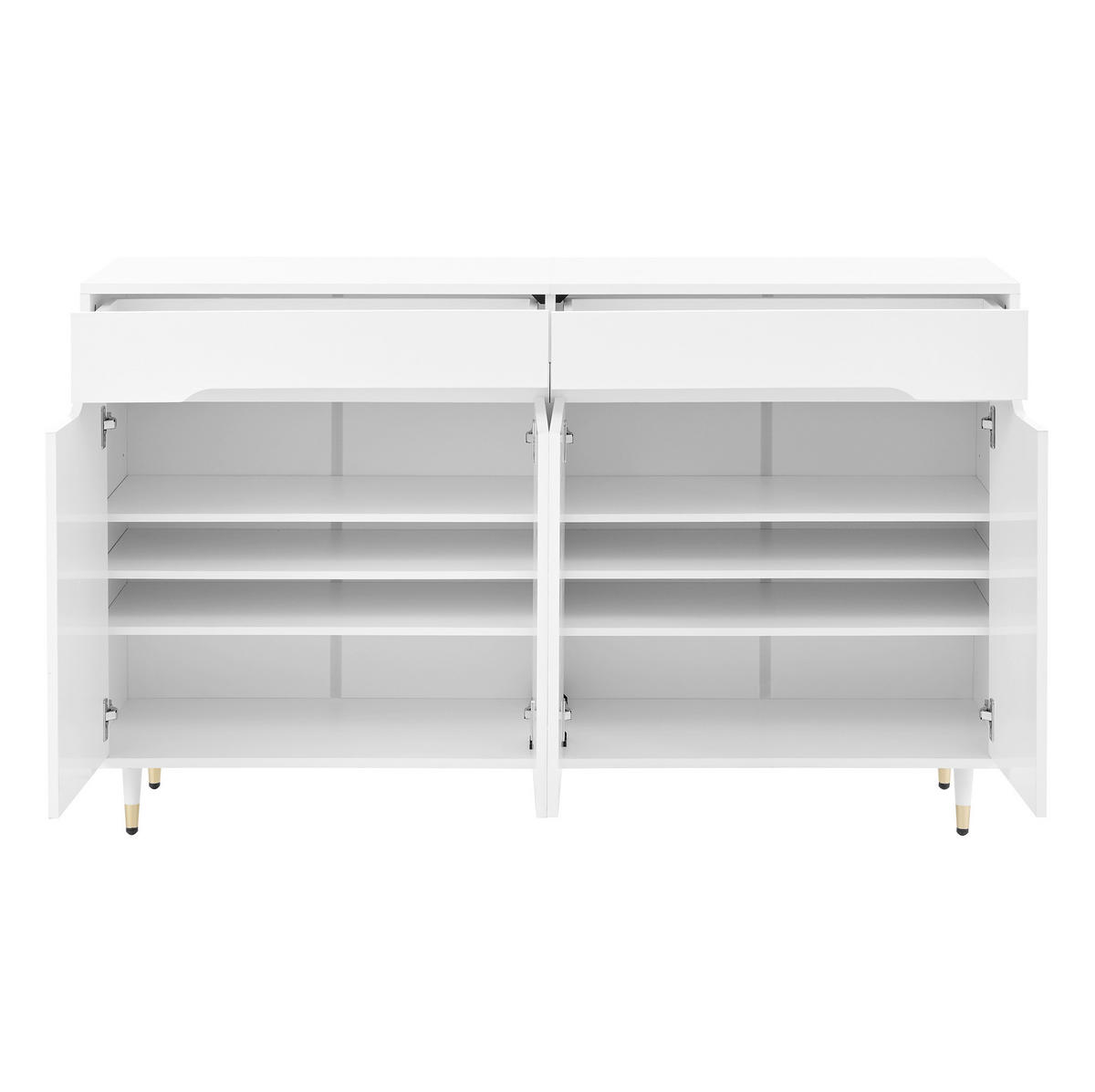 SCHUHSCHRANK 140/39/84 cm in Weiß mit 2 Türen und 2 Schubladen - Weiß, Holzwerkstoff (140/84/39cm) - Flora Grace