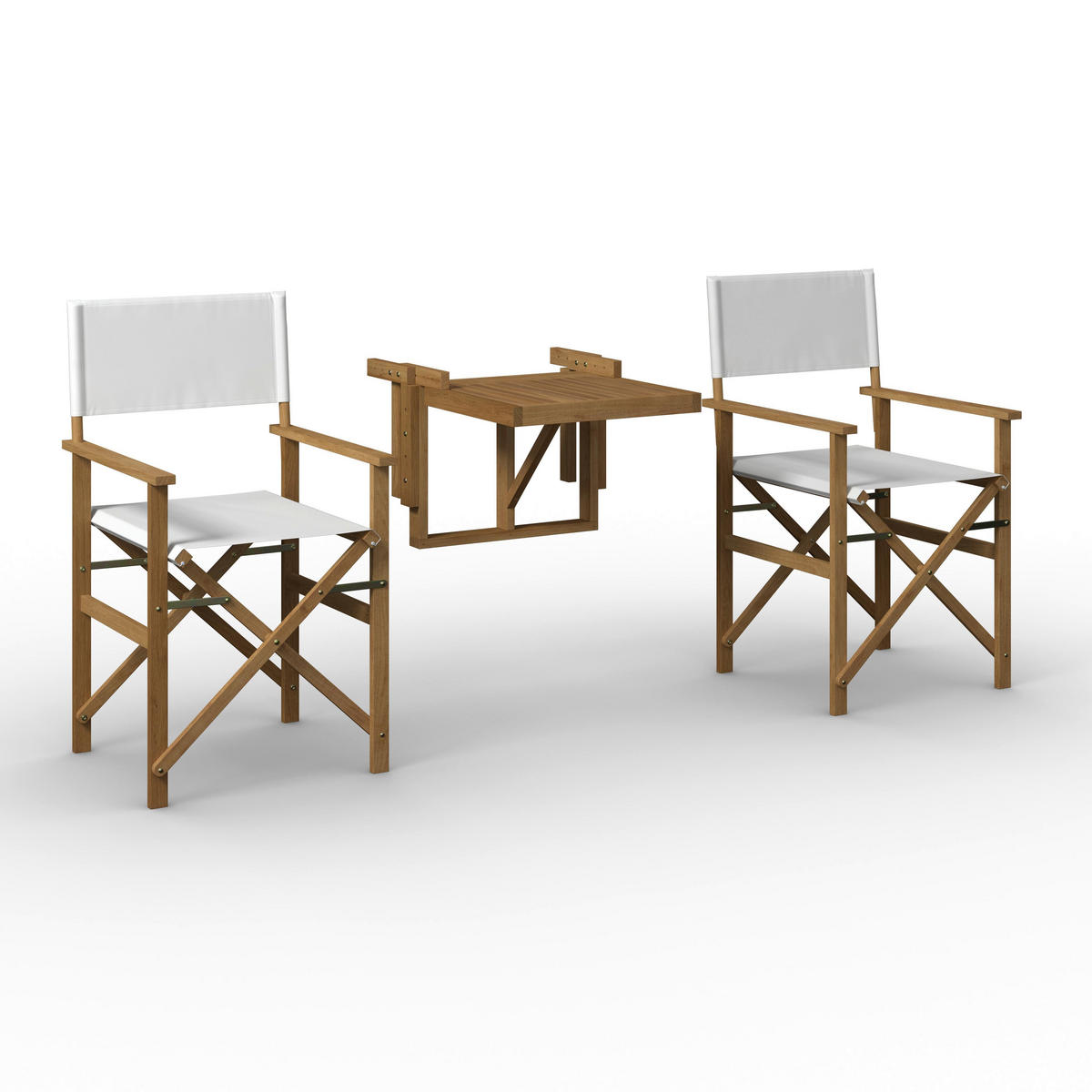 BALKONSET Stella Weiß Akazie/Outdoorstoff - Weiß, Holz - Bessagi Garden