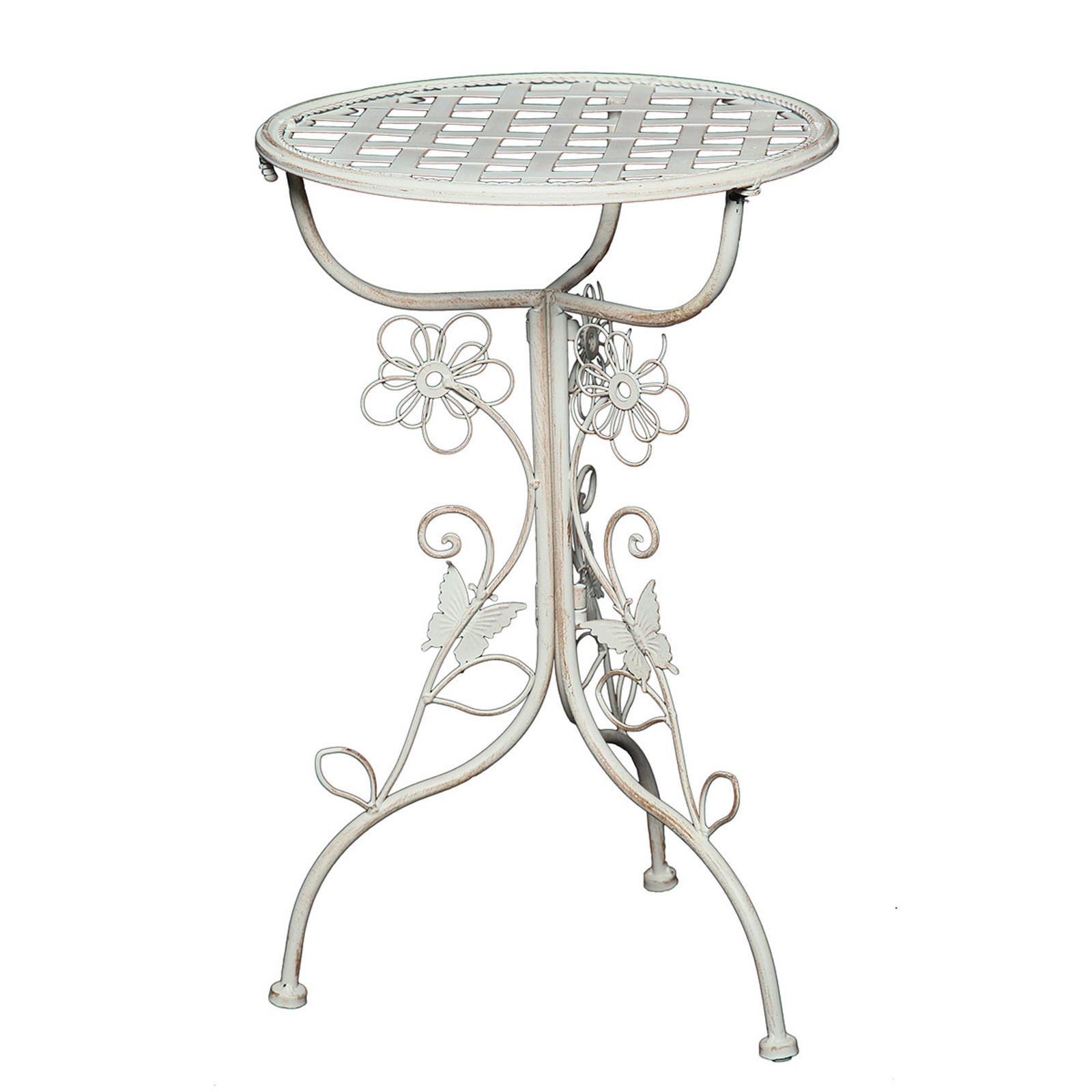 BEISTELLTISCH Flora Eisen antik-weiß - Weiß, Metall (32/32/53cm) - DESIGN DELIGHTS