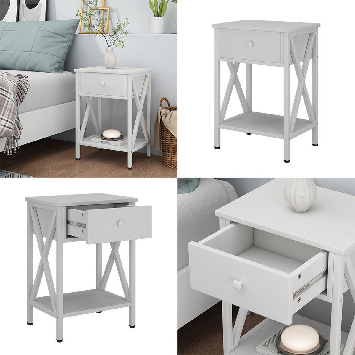NACHTTISCH Keno Weiß 40 x 55 cm mit Schublade - Weiß, Holzwerkstoff (40/55/30cm) - Vicco