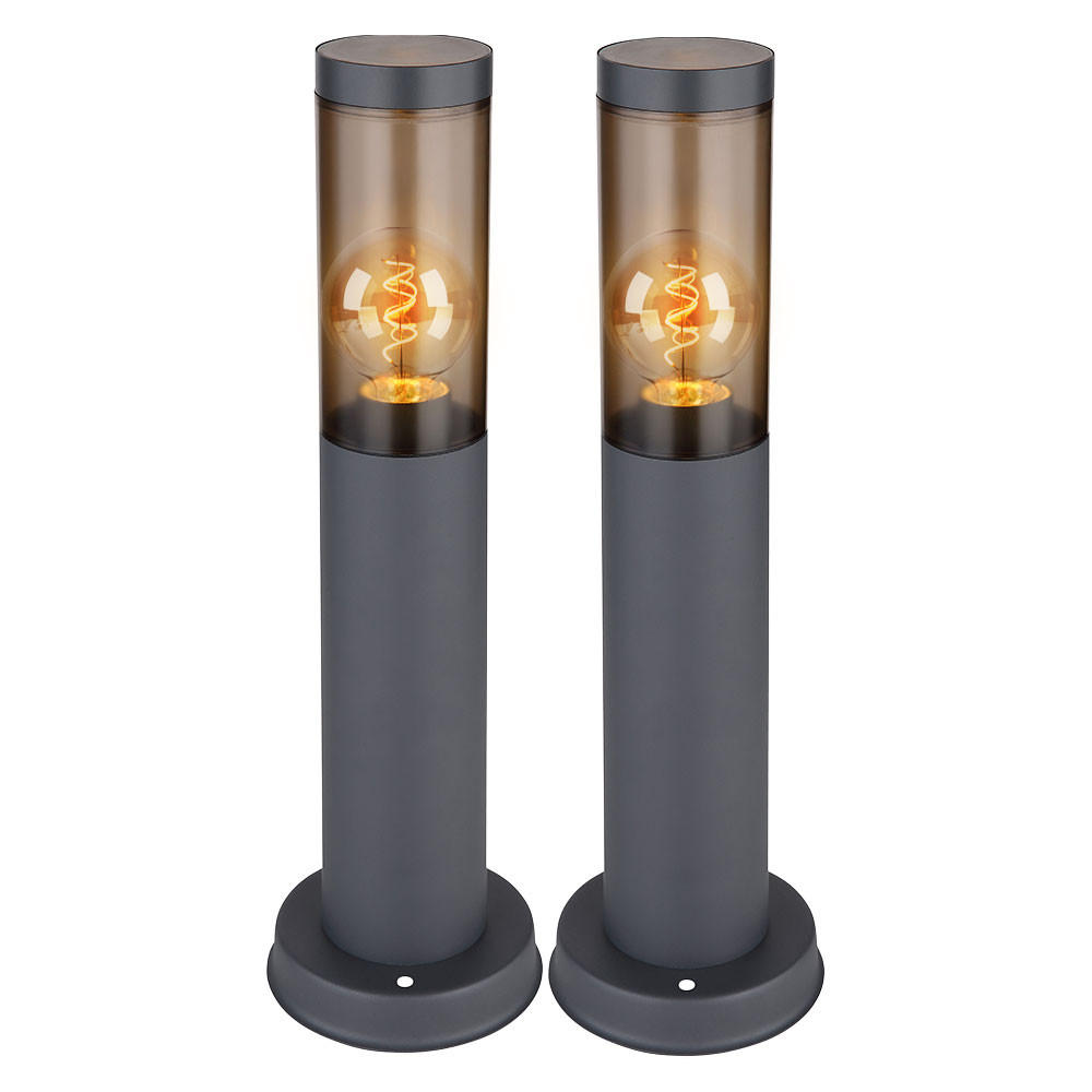 SOCKELLEUCHTE Edelstahl Anthrazit Rauch 2er Set - Grau, Kunststoff (12.7/45/12.7cm) - Globo Lighting