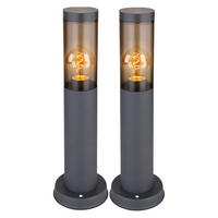 SOCKELLEUCHTE Edelstahl Anthrazit Rauch 2er Set - Grau, Kunststoff (12.7/12.7/45cm) - Globo Lighting