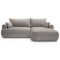 ECKSOFA Ovo Hellgrau mit wasserabweisendem Samtbezug - Hellgrau/Schwarz, Kunststoff/Textil (260/165cm) - Selsey