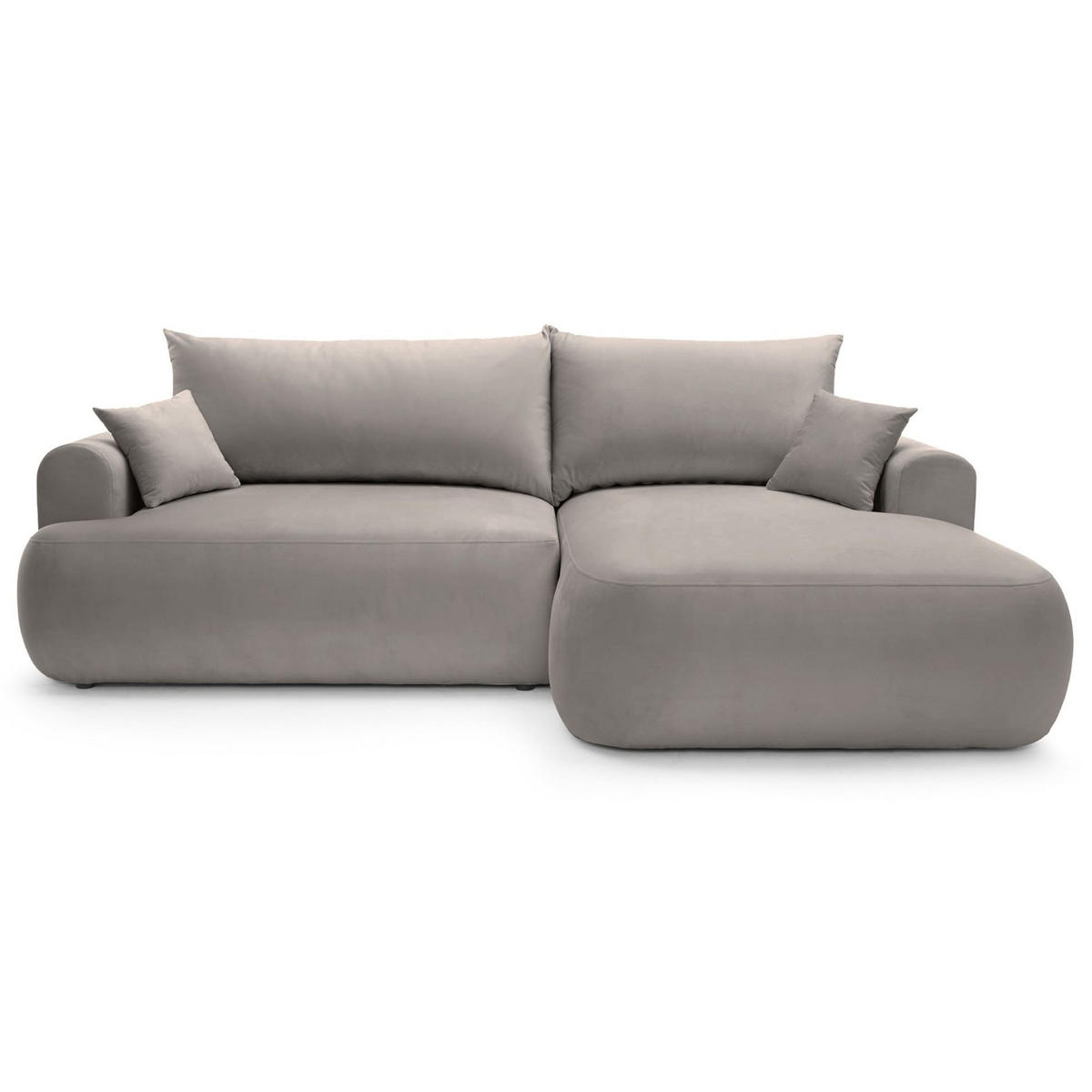 ECKSOFA Ovo Hellgrau mit wasserabweisendem Samtbezug - Hellgrau/Schwarz, Kunststoff/Textil (260/165cm) - Selsey