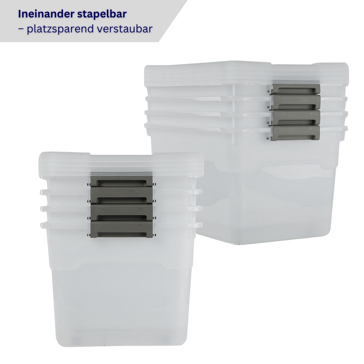 AUFBEWAHRUNGSBOX mit Deckel 45L im 4er Set Groß Rollen transparent stapelbar - Transparent, Kunststoff (52/30/38cm) - PROREGAL