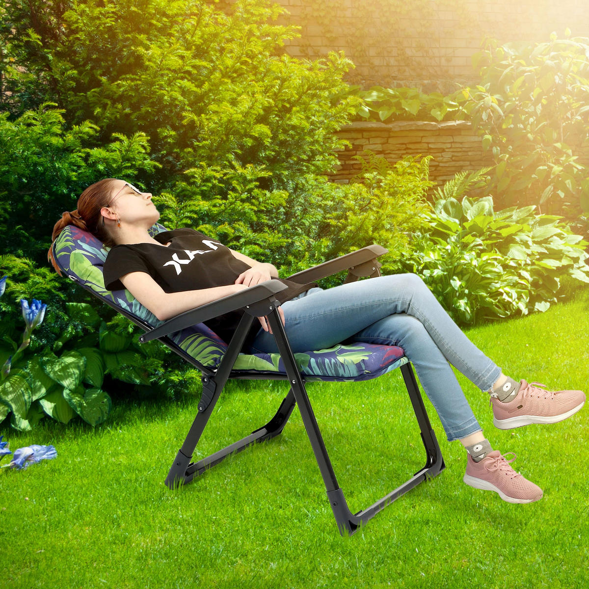GARTENLIEGE 116 x 70 cm Granatapfel - Blau/Grün, Metall (59/116cm) - KADAX