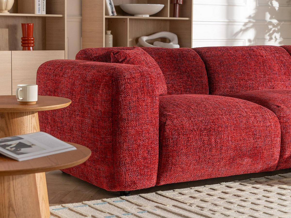 SOFA ohne Schlafmöglichkeit - 5 Personen - Stoff, Stoff - Rot - - Rot, Textil (280/165cm) - Vente-Unique