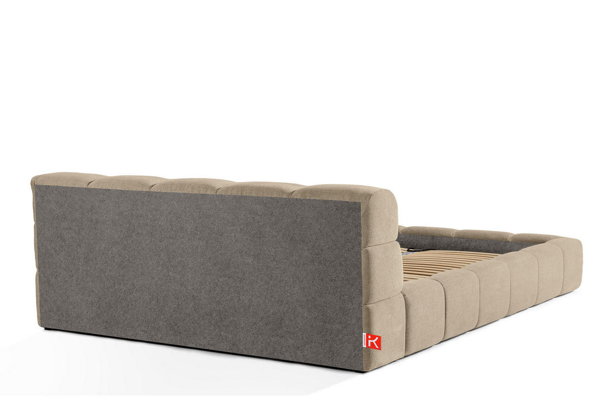 POLSTERBETT AERI 140/160/180/200 mit Rahmen und Bettkasten, beige - Beige, Holz/Holzwerkstoff (200/200cm) - KONSIMO®