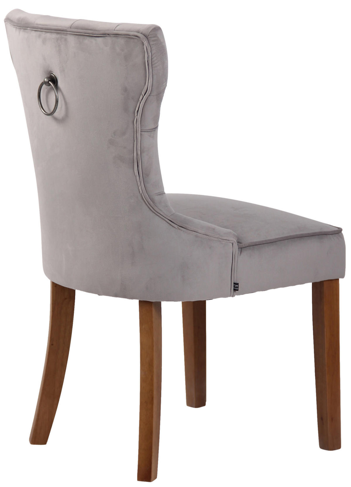 STUHL Samt grau - Naturfarben/Grau, Holz/Textil (51/90/59cm) - CLP