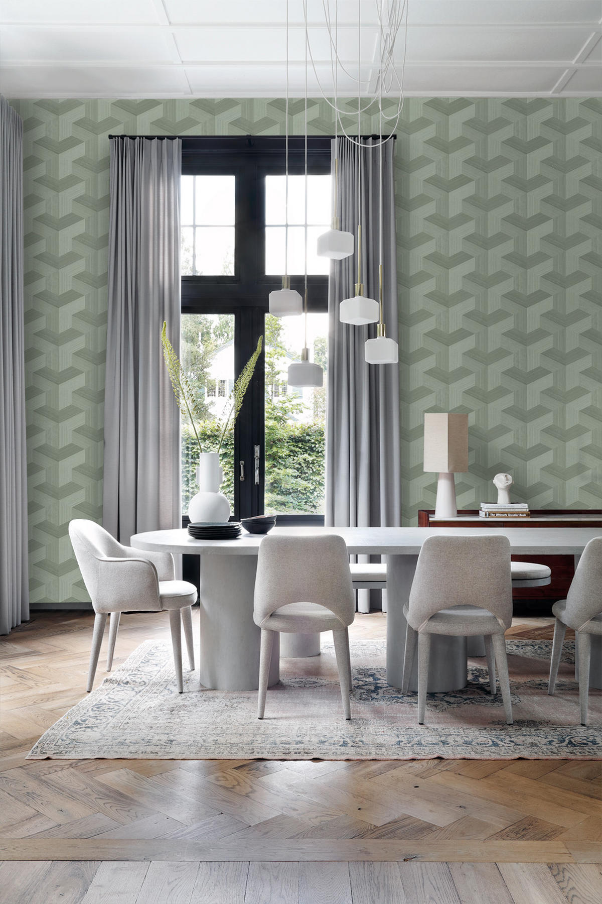 TAPETE 3D-Muster 53 cm x 10.05 m - Grün, Papier (53/1000cm) - Origin Wallcoverings