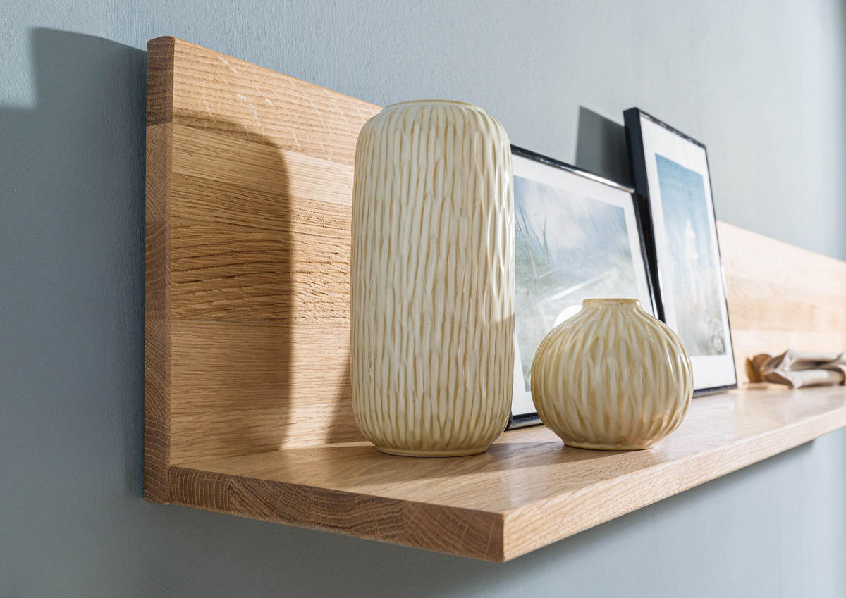 WANDREGAL Wildeiche 170x22x24 beige geölt KENT #213 - Beige, Holz (170/24/22cm) - Massivmoebel24