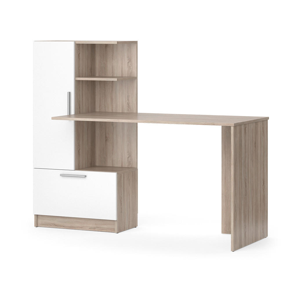 SCHREIBTISCH Tomy Sonoma/Weiß 150 x 59.3 cm - Weiß/Sonoma Eiche, Holzwerkstoff (59.3/150/120.1cm) - Vicco