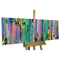 ACRYLBILD HANDGEMALT 150/50 cm - Blau/Gelb, Holz/Textil (150/50cm) - KUNSTLOFT