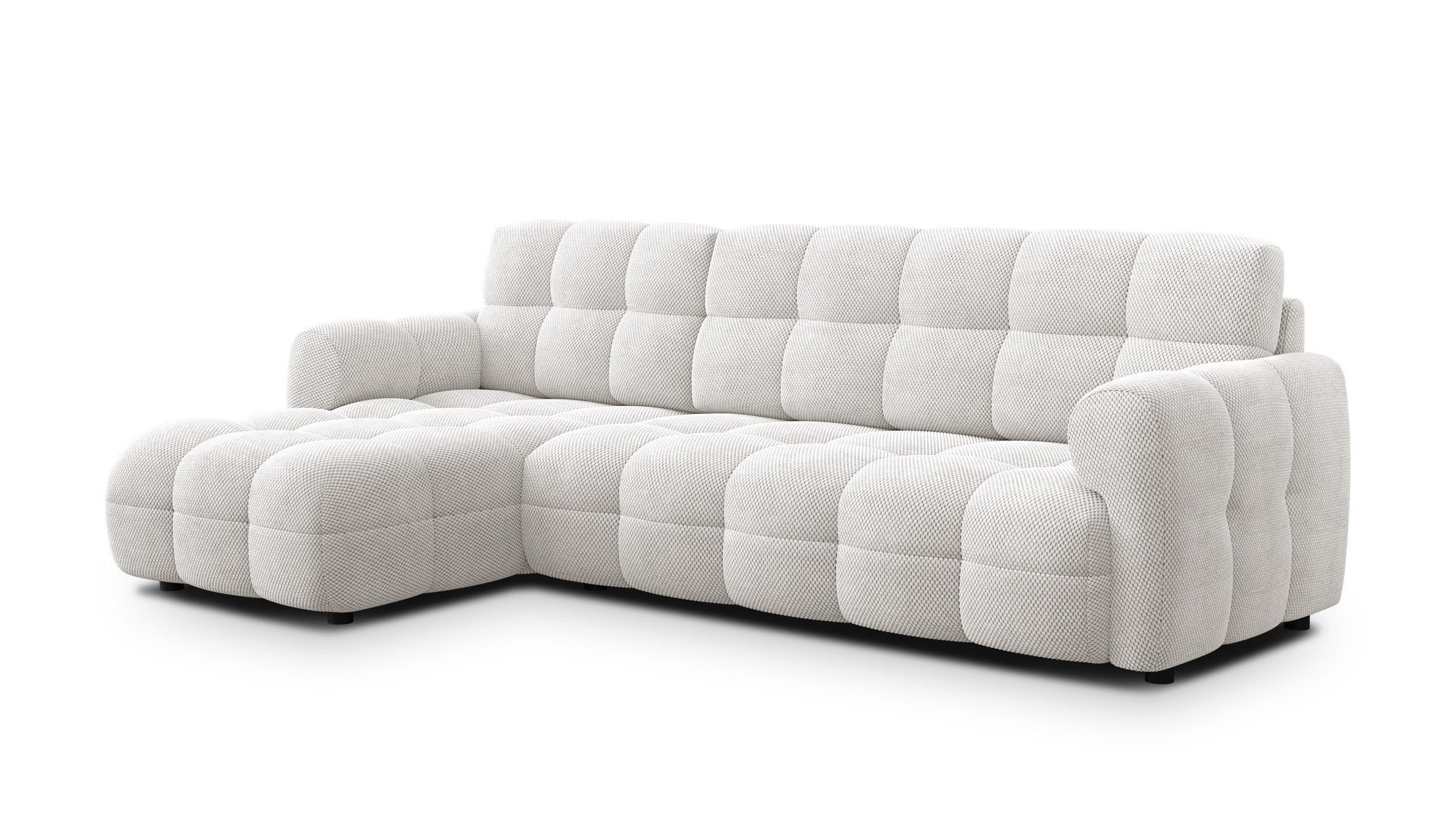 ECKSOFA MELLOW 4-Sitzer, creme - Creme/Schwarz, Holz/Textil (262/156cm) - Courtois Laville